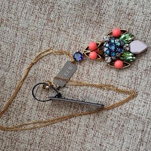 J.Crew Iridescent Blue Neon Pendant Necklace NWT